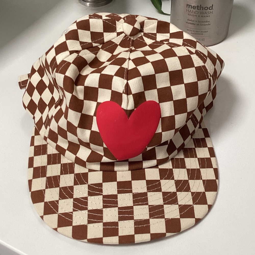 Anthropologie Beige and Tan Checkered Hat